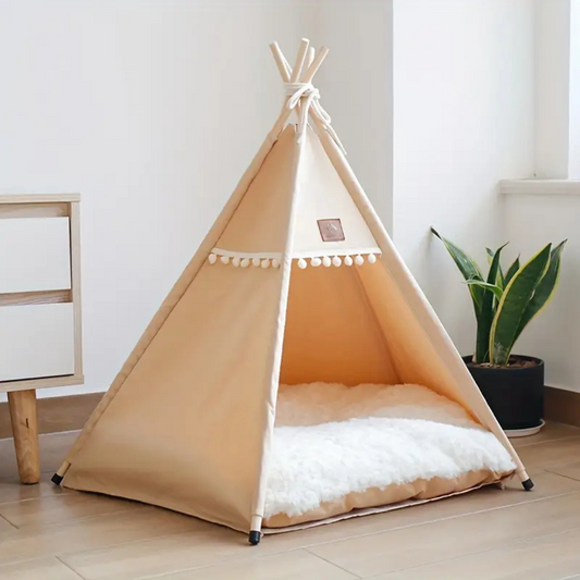 Linen Fabric Teepee With Cushion