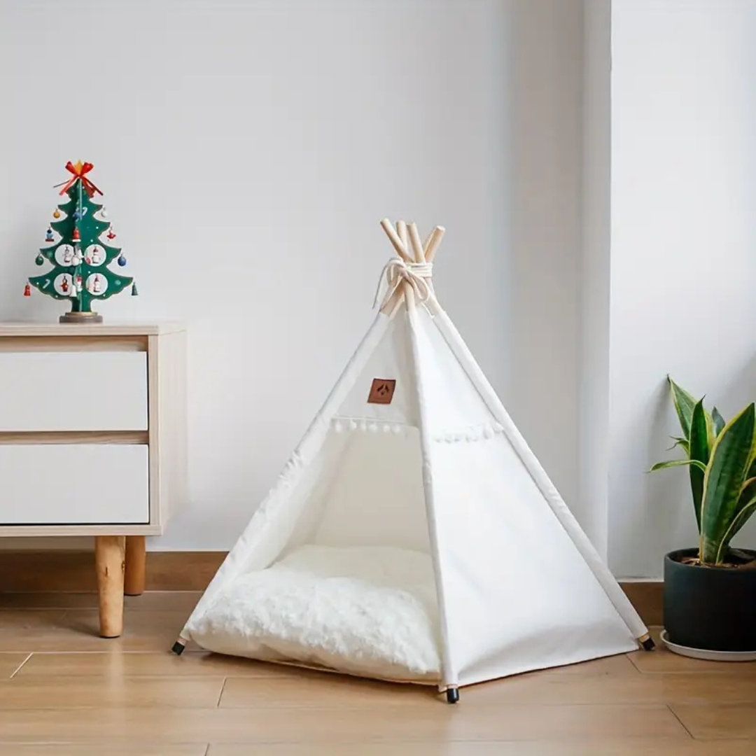 Linen Fabric Teepee With Cushion