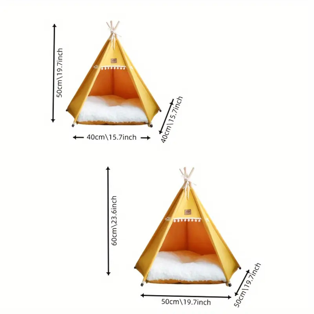 Linen Fabric Teepee With Cushion